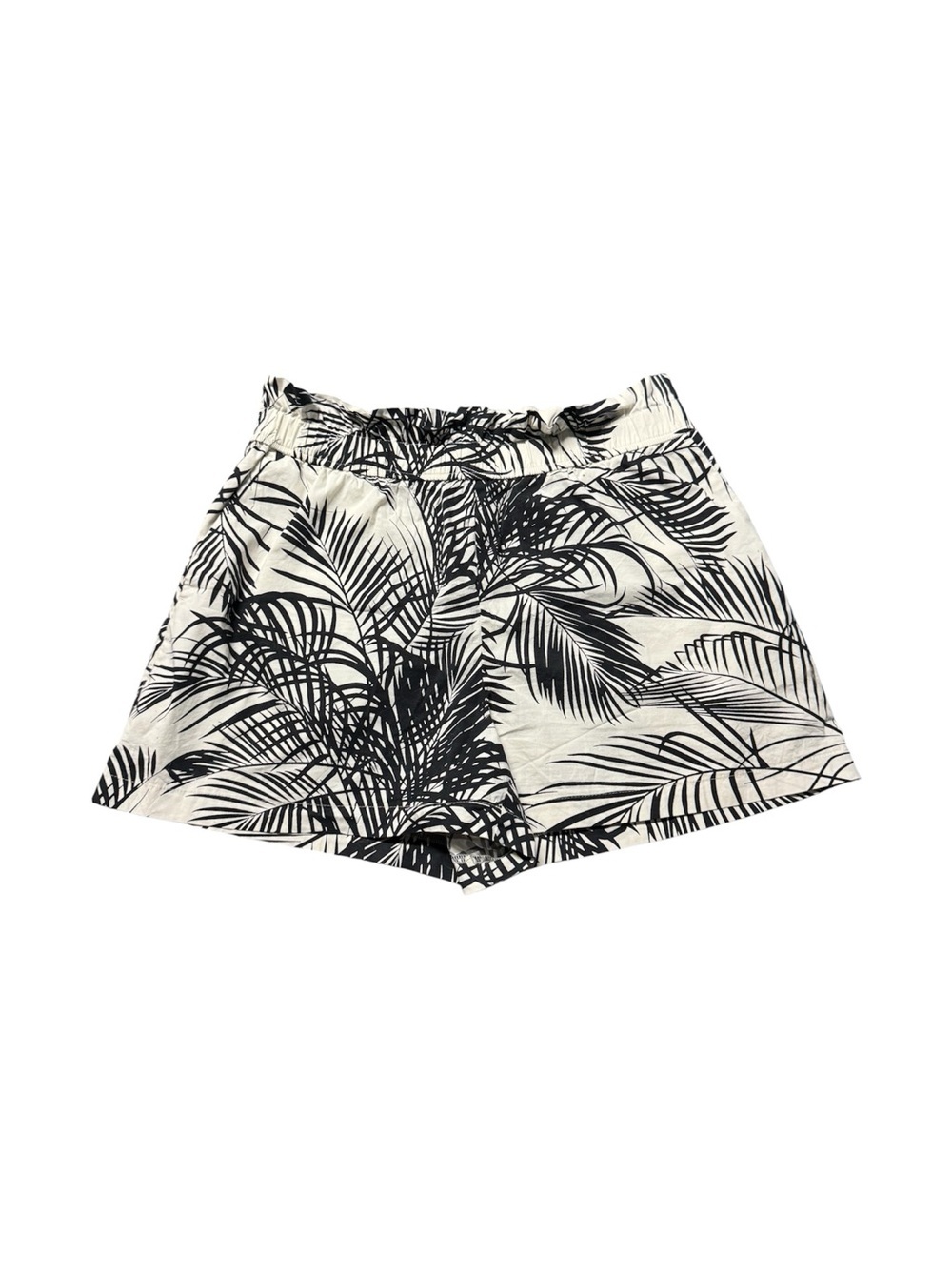Express Tropical Palm Print Paperbag Shorts Women’s Large Black White